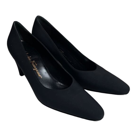 Salvatore Ferragamo Shoes - SOLD Salvatore Ferragamo Black Fabric Vintage Pumps 6.5 36.5